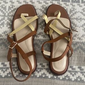Cole Haan Brown and Gold Sandals with Classic Design